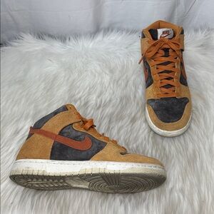 Nike Dunk Men's High-Top Sneakers Orange/Grey Sz 39/US 6.5
